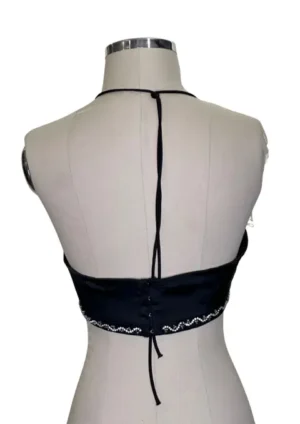 TOP NEGRO DE SEDA CON PIEDRAS ZARA TALLA XS - Image 2