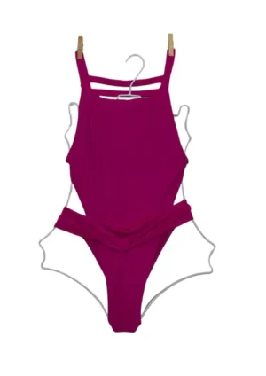 VESTIDO DE BAÑO FUCSIA CON DISEÑO ABAJO AGUA BENDITA TALLA M