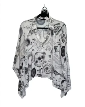 CAMISA BLANCA CON DISEÑO DESIGUAL TALLA M