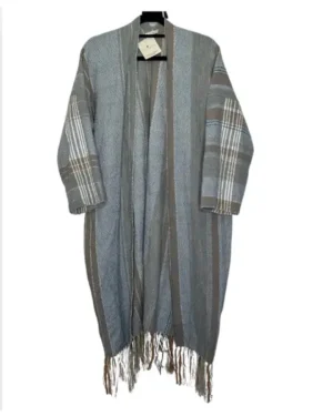 RUANA GRIS CON LINEAS BEIGE SAYA TALLA U