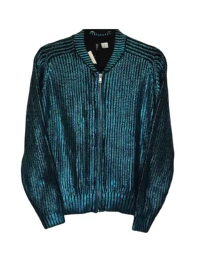 CHAQUETA AZUL METALIZADO H&M TALLA XS