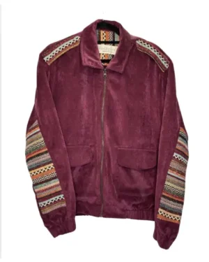 CHAQUETA PANA MORADO CON BORDADO AMÉZQUITA TALLA S