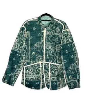 CHAQUETA VERDE DOBLE FAZ ZARA TALLA M-L