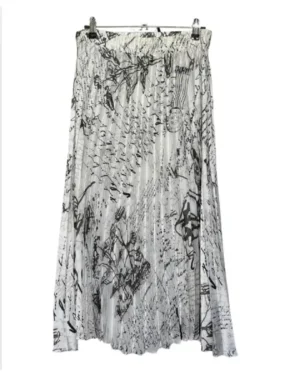 FALDA BLANCA CON ESTAMPADO NEGRO TALLA L