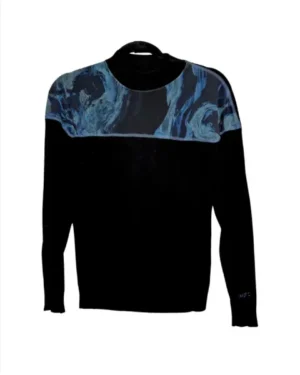 SACO NEGRO CON MESH AZUL DESIGUAL TALLA S