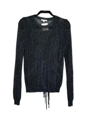 SACO NEGRO BRILLANTE CON FLECOS RONNY KOBO TALLA S
