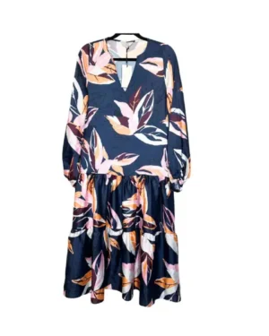 VESTIDO AZUL PRINT DE FLORES OCHOCINCO TALLA M