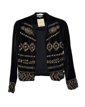 CHAQUETA TERCIOPELO BORDADO DORADO TENNIS TALLA XS